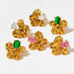 Flower Zircon 16K Earrings [304 Stainless Steel,16K Gold Plated]