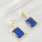 Retro Rectangle Blue Drop Earrings [304 Stainless Steel]