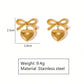 Heart Bow Earrings [304 Stainless Steel,18K Gold Plated]