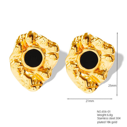 Vintage Style Stone Earrings [304 Stainless Steel,18K Gold Plated]