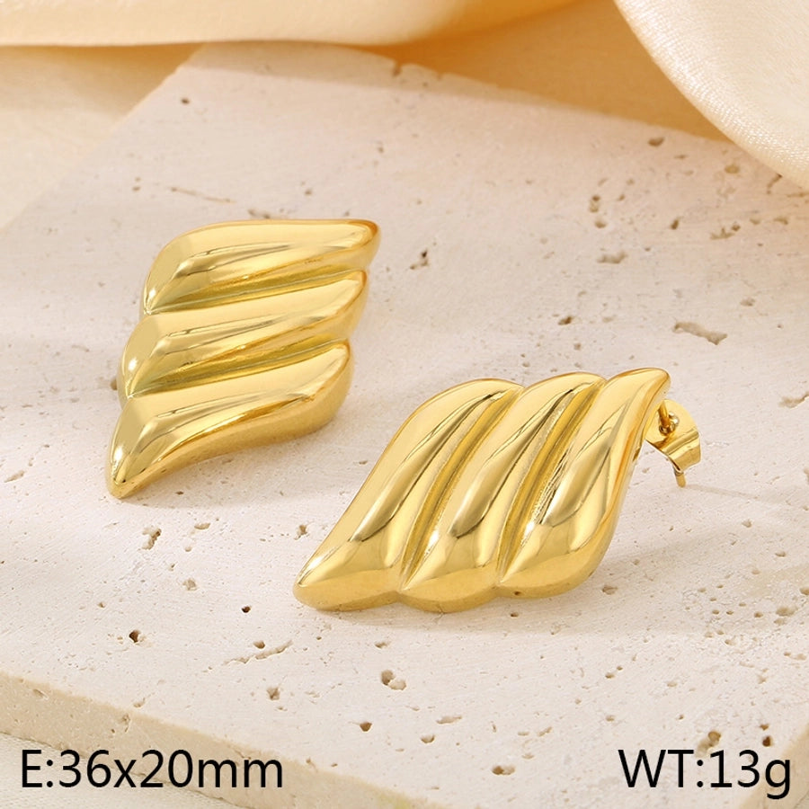 Tricolor wING Earrings [304 Stainless Steel, 18K Gold Plated]