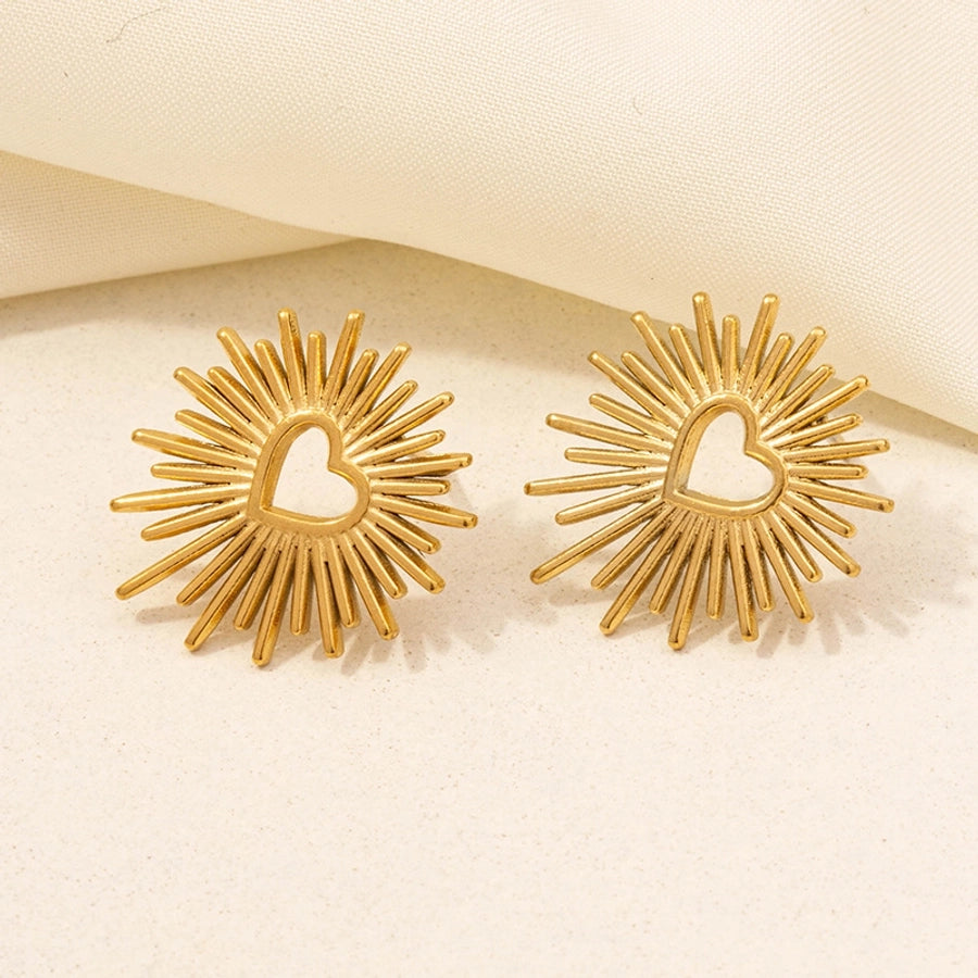 Round Style Sun Moon Earrings [304 Stainless Steel,18K Gold Plated]