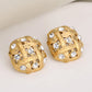 Luxurious Square Grid Rhinestone Earrings [304 Stainless Steel,18K Gold Plated]