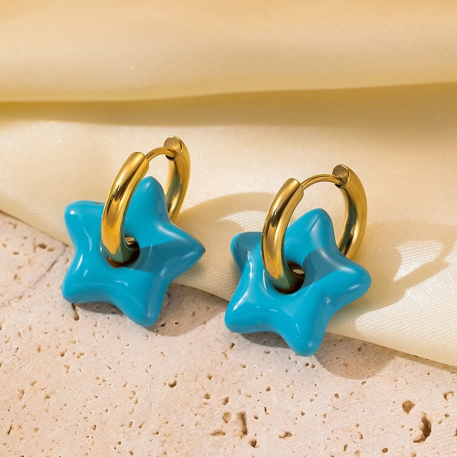 Star Enamel Earrings [316L Stainless Steel, 18K Gold Plated]