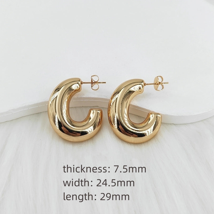 Mix Shape Moon Hoop Earrings [304 Stainless Steel,18K,24k Gold Plated]