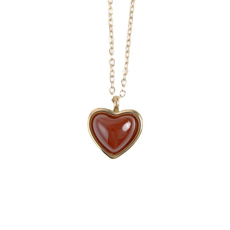 Beach Heart Shape Natural Necklace  [304 Stainless Steel 18K Gold Plated]