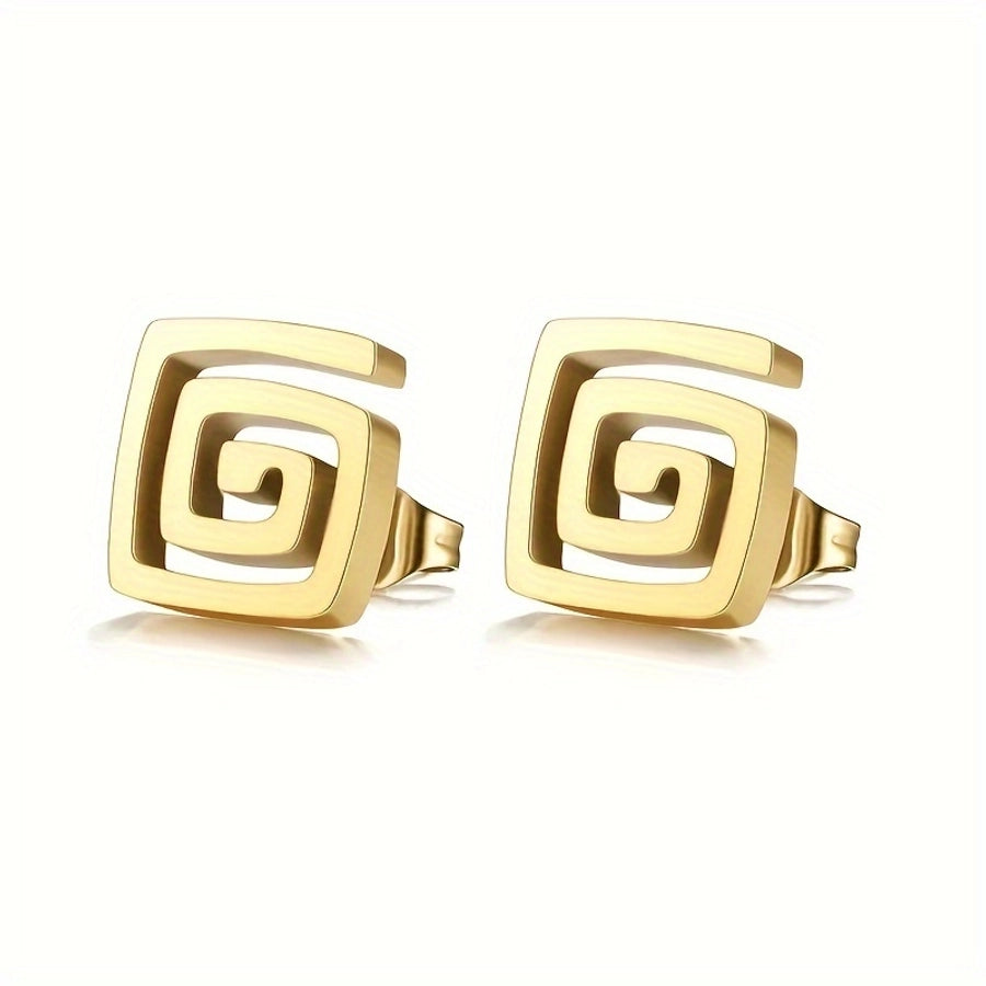 Ancient Stud Earrings [304 Stainless Steel,18K Gold Plated]