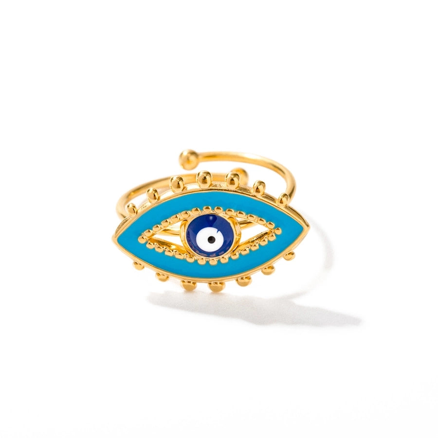 Devil's Eye Enamel Open Ring [Stainless Steel 18K Gold Plated]