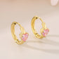 Commute Heart Shape Colored Rhinestone Earrings [304 Stainless Steel,18K Gold Plated]