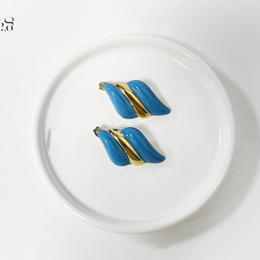 Vintage Colored Wings Earrings [304 Stainless Steel, 18K Gold Plated]