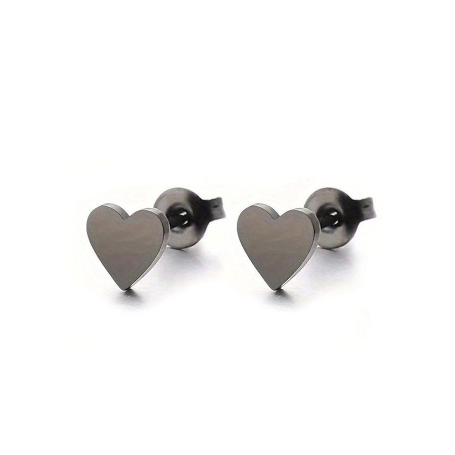 Silver Gold Heart Stud -oorbellen [roestvrij staal]