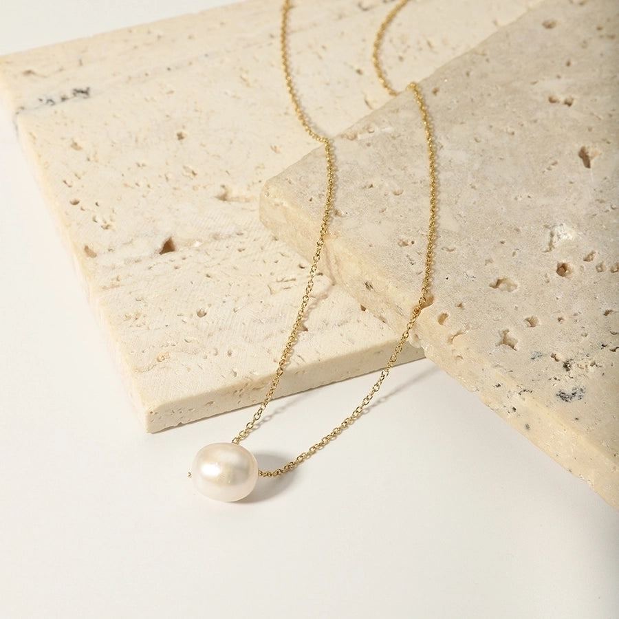 Freshwater Pearl Necklace [304 Stainless Steel,18K Gold Plated]