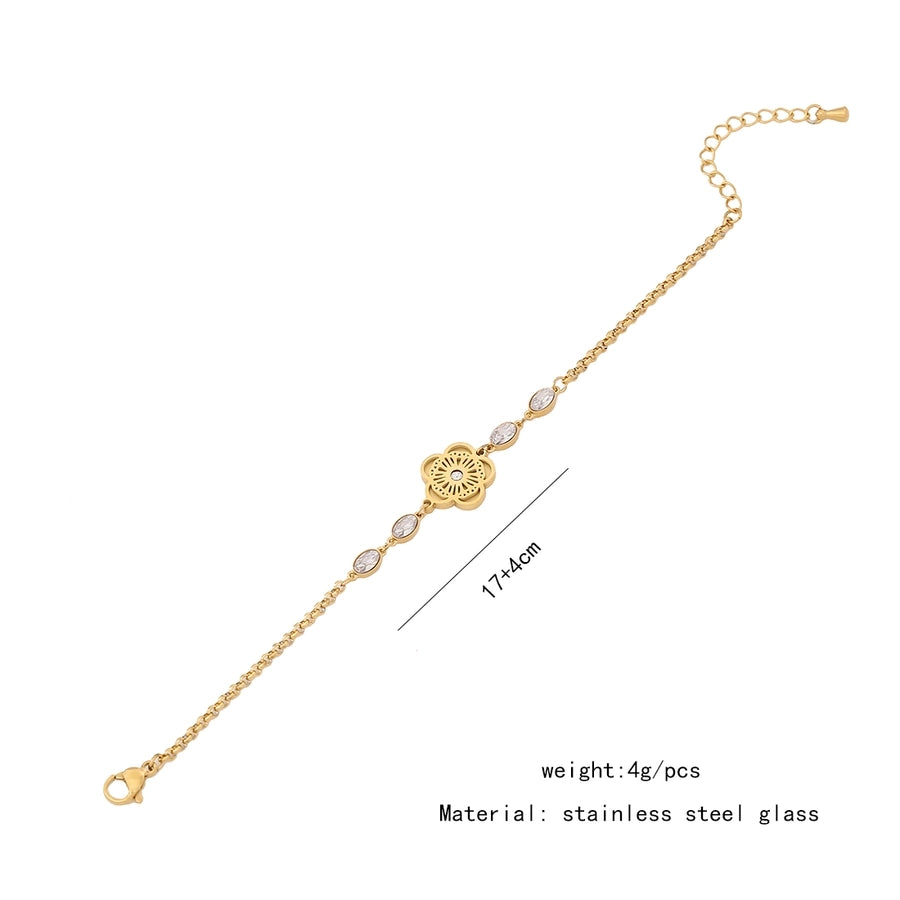 Glass Stones Symbols Bracelet [Stainless Steel,18K Gold Plated]