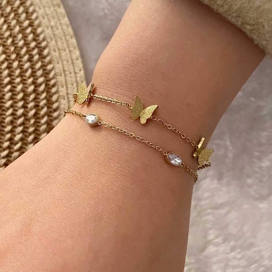 Pulseras de diseños lindos [acero inoxidable, 18k dorado chapado]