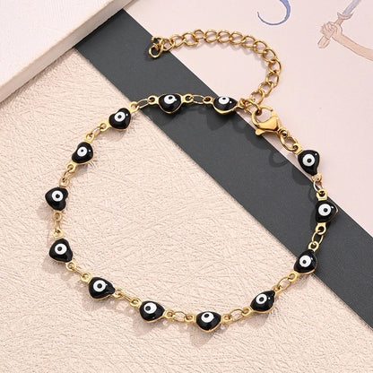 Devil's Eye Heart Shape Bracelet [304 Stainless Steel,18K Gold Plated]