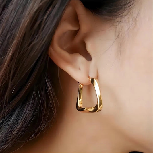 Pendientes de aro de triángulo [304 acero inoxidable, 18k dorado chapado]