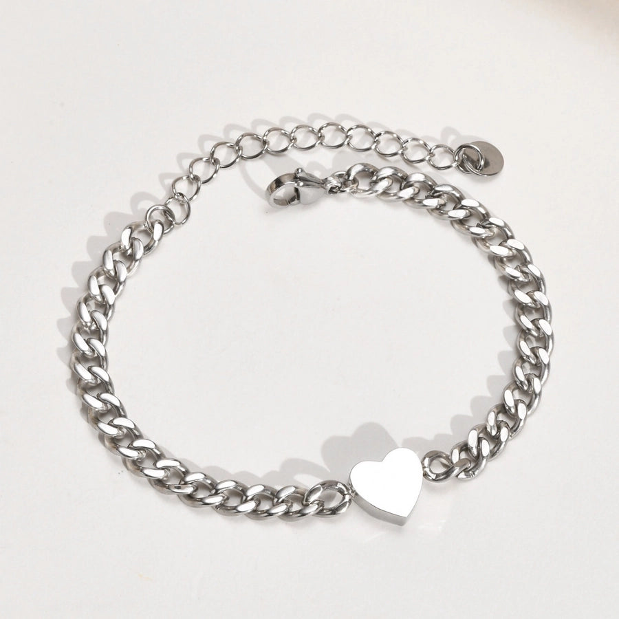 Bracciale a catena del marciapiede del cuore [2 acciaio inossidabile]