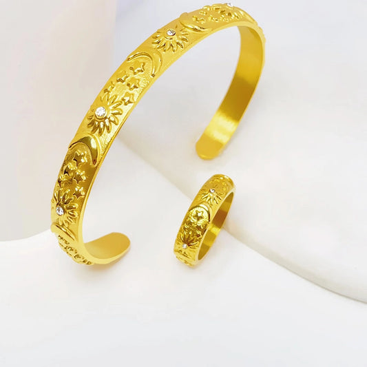 Star Moon Bangle Ring/Bracelets [304 Stainless Steel]