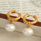 Pearl  Circle Drop Earrings [304 Stainless Steel,18K Gold Plated]