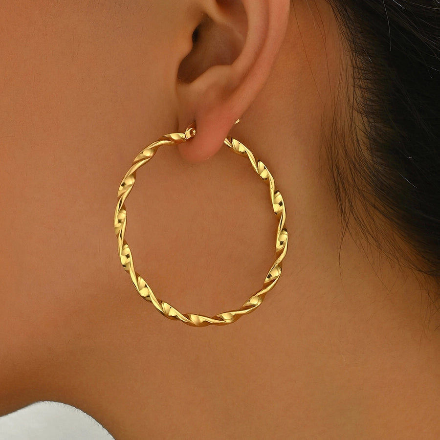 Twist Circle Earrings [201 Stainless Steel]