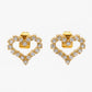 Hartvorm Rhinestone Oor Studs [304 roestvrij staal, 18K GOUD PLATED]