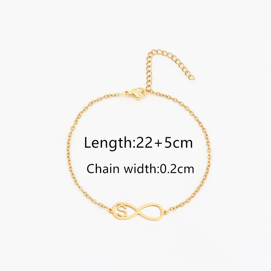 Letter Infinity Anklet [201,304 Stainless Steel, 18K Gold Plated]