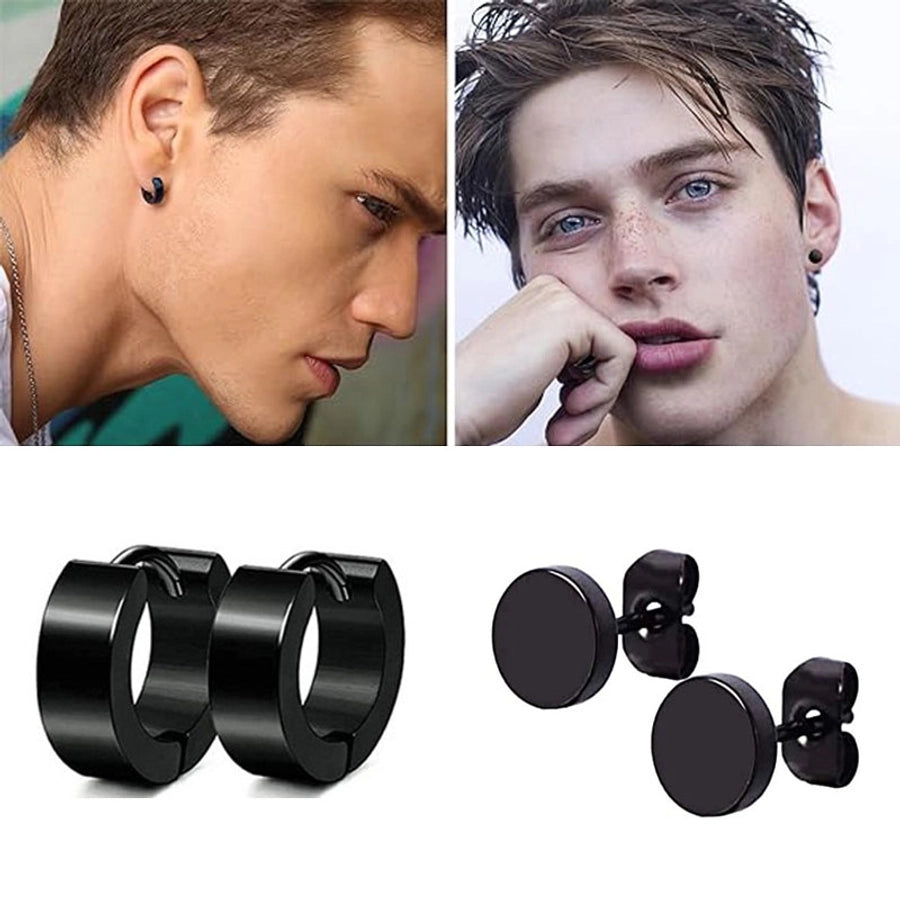 16 paires Boucles d'oreilles en plaquette noire [304 en acier inoxydable]