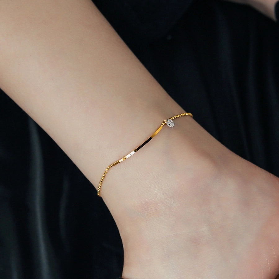 Simple zircon Anklet [Stainless Steel]