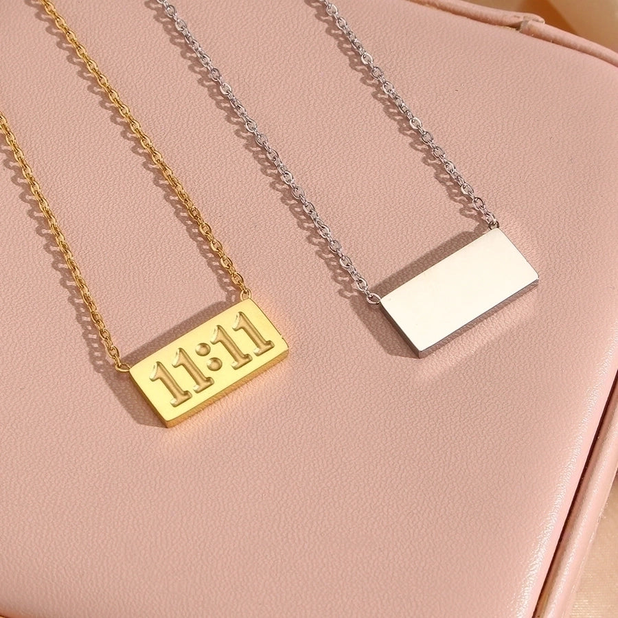 11 Number Necklace [304 Stainless Steel,18K Gold Plated]