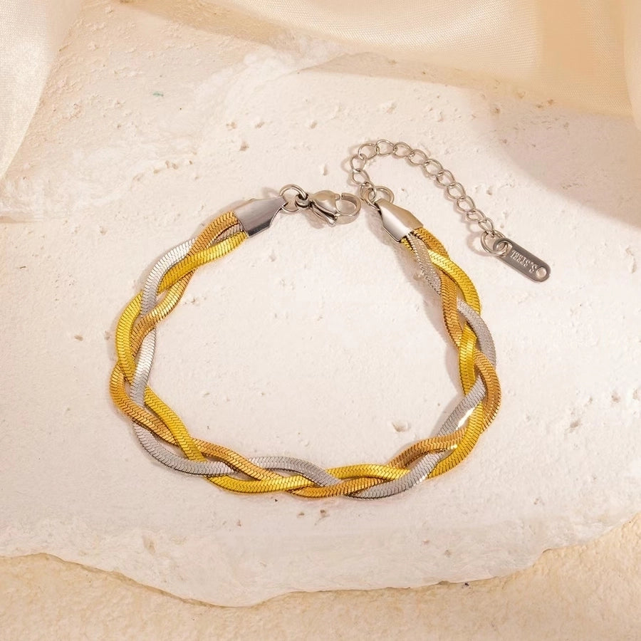 Braided Snake Chain Bracelets [304 Stainless Steel,18K Gold Plated]