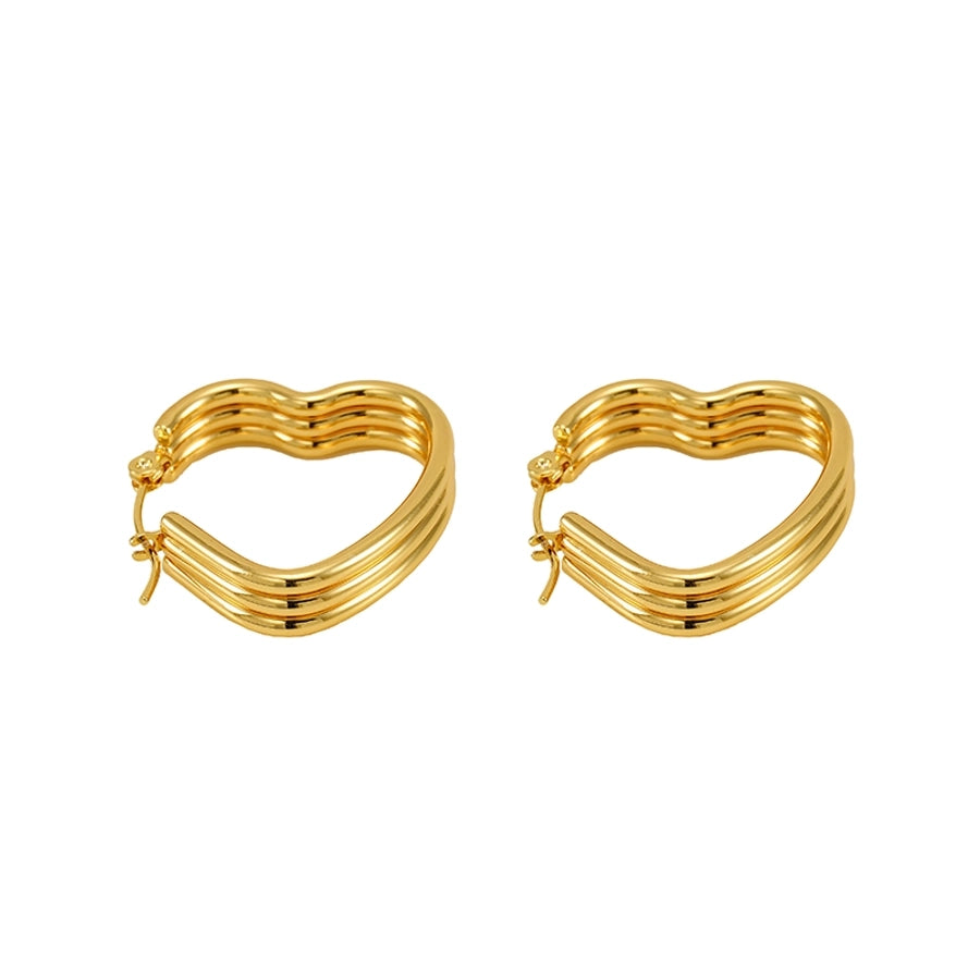 Heart Shape Hoop Earrings [304 Stainless Steel,18K Gold Plated]