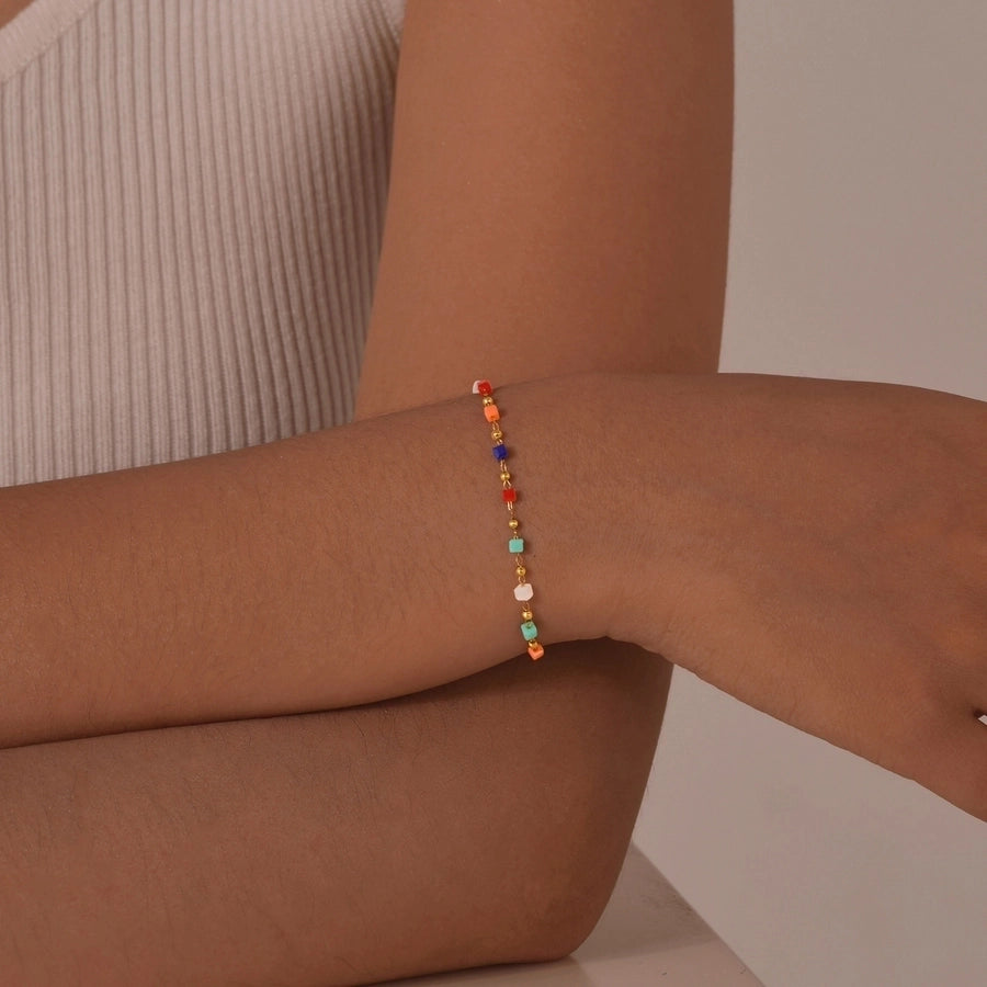 Collier / bracelets de perles colorées [201 acier inoxydable]