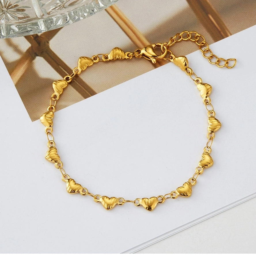 Volledige hartvorm armband/ketting [304 roestvrij staal, 18K vergulde goud]