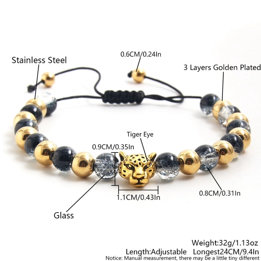 Ethnic Style Heart Shape Tiger Stone Bracelet [304 Stainless Steel]