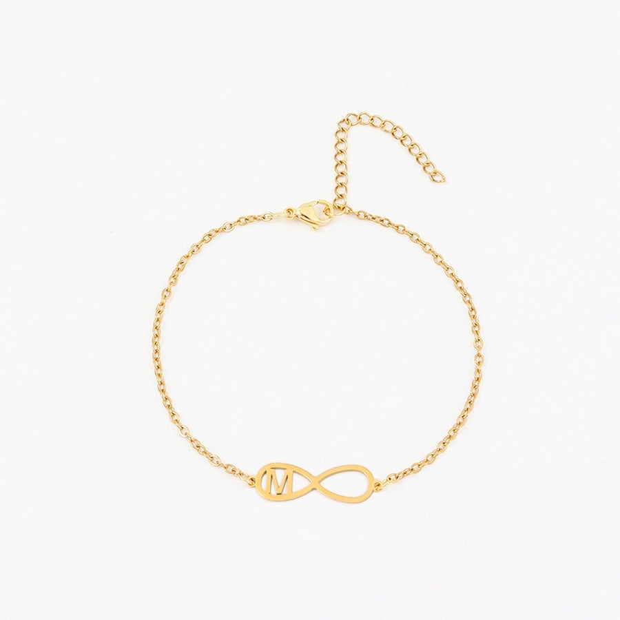 Letter Infinity Anklet [201,304 Stainless Steel, 18K Gold Plated]