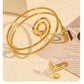 Swirl Pattern Ring/Bangle Bracelet [304 Stainless Steel,18K Gold Plated]