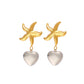 Starfish Heart Shape Drop Earrings [304,316 Stainless Steel,18K Gold Plated]