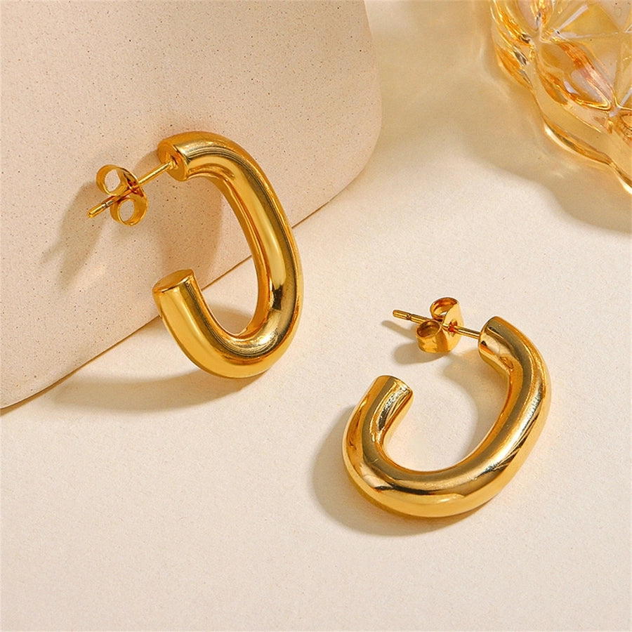 U Shaped Earrings [304 Stainless Steel,18K Gold Plated]