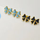 Blue Black Bow Knot Stud Earrings [304 Stainless Steel,18K Gold Plated]