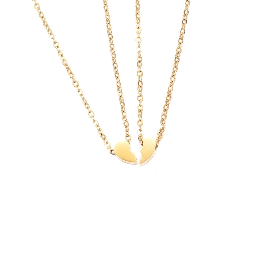 Half Heart Shape Necklace [304 Stainless Steel,18K Gold Plated]