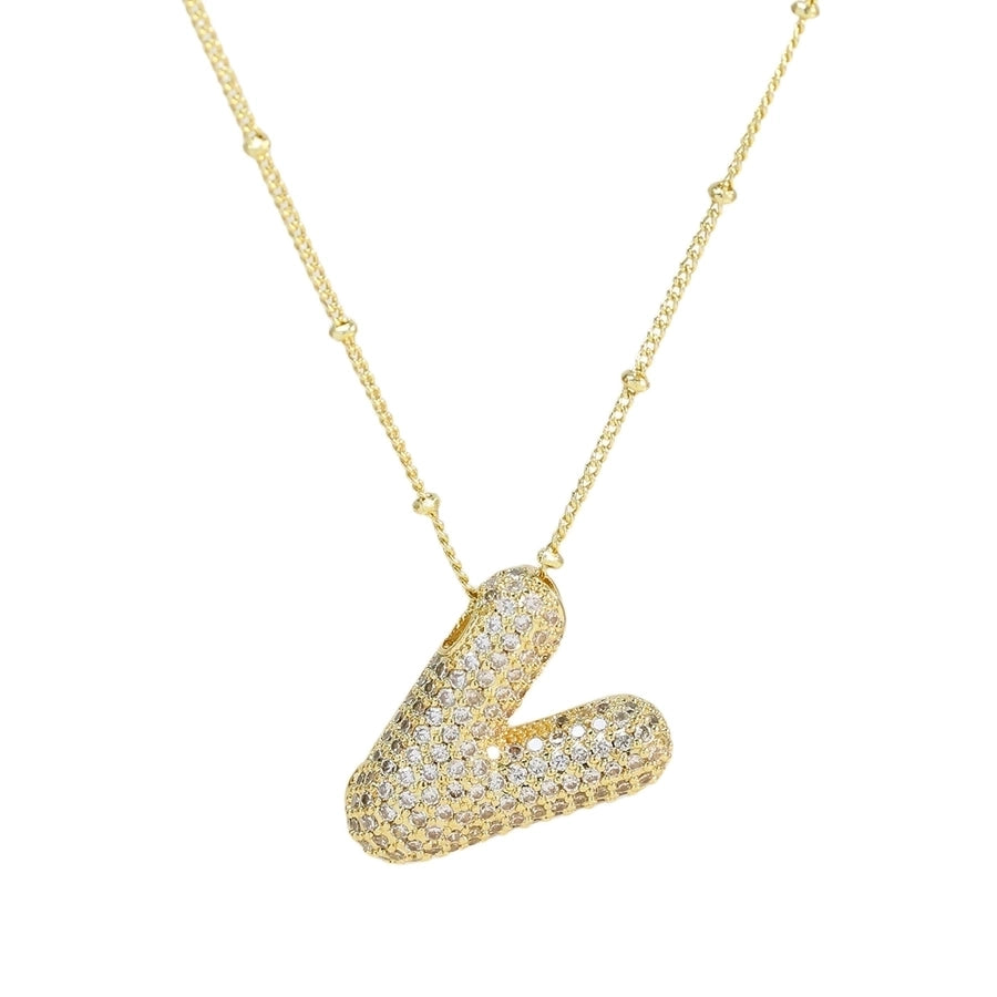 Gold Rhinestones Letter Necklace [304 Stainless Steel]