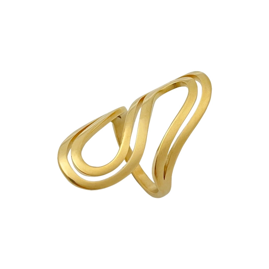 S Shape Ring [304 Stainless Steel, 14K Gold Plated]