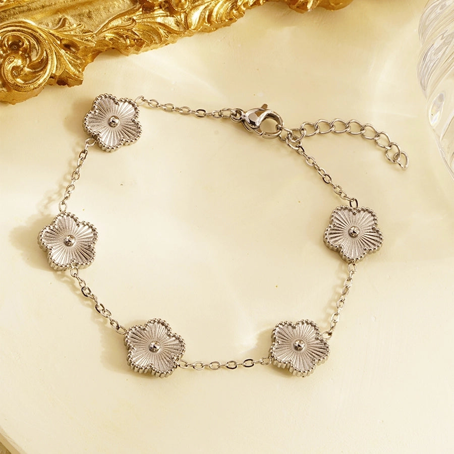 Plated Flower Bracelet [304 Stainless Steel,18K Gold Plated]