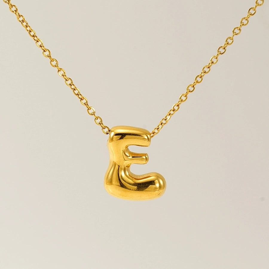 Letter Pendant Necklace [304 Stainless Steel,18K Gold Plated]