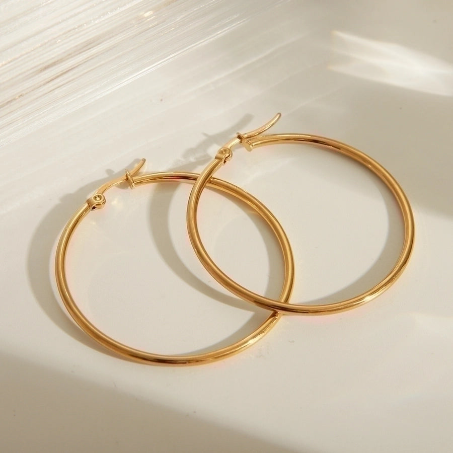 Thin Hoop Earrings [304 Stainless Steel,18K Gold Plated]