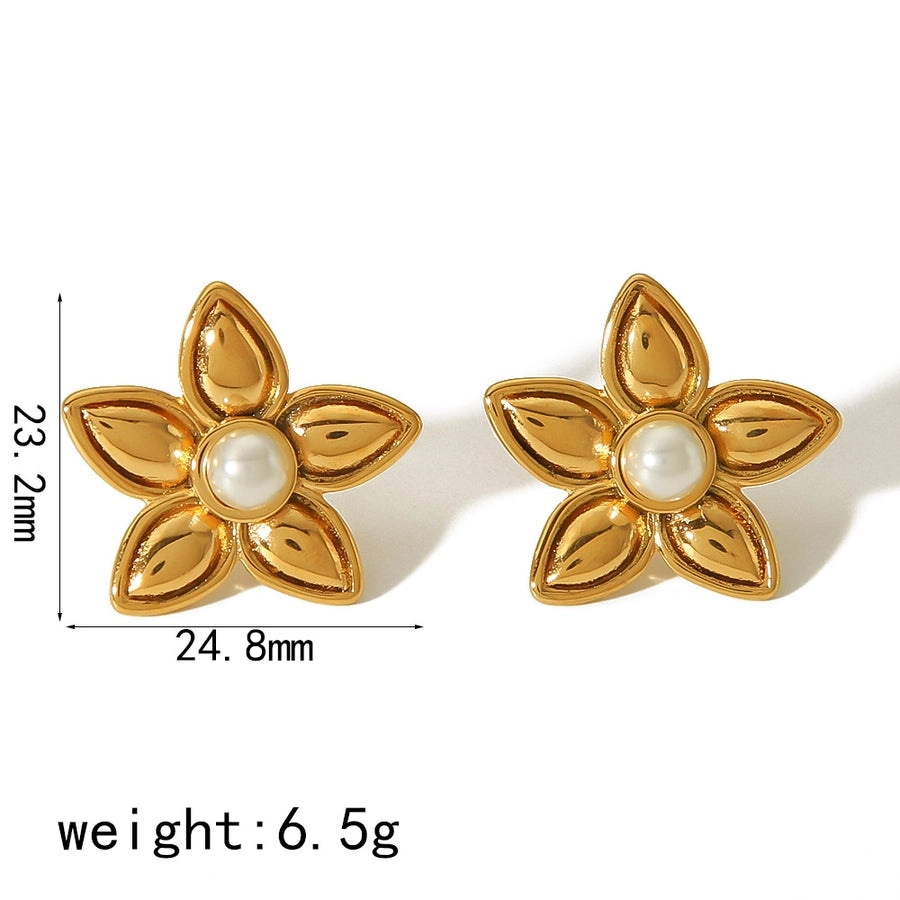 Mix Designs Flower Petal Drop Earrings [304 Stainless Steel]