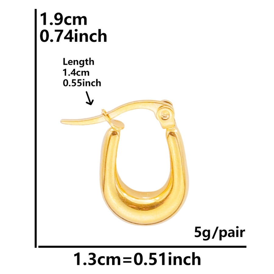 U Shape Circle Hoop Earrings [304 Stainless Steel,18K Gold Plated]