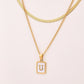 Letter RectanglePendant Necklace[304 Stainless Steel, 18K Gold Plated]