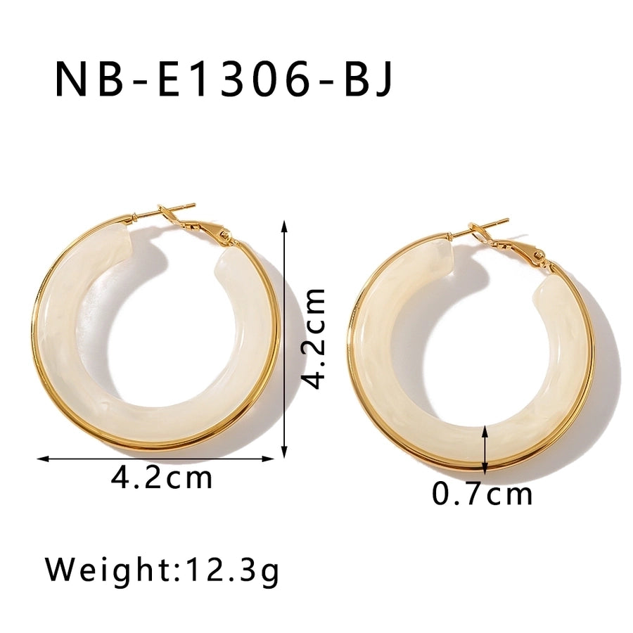 Kruhové vícebarevné náušnice [304 z nerezové oceli, 18k zlaté]