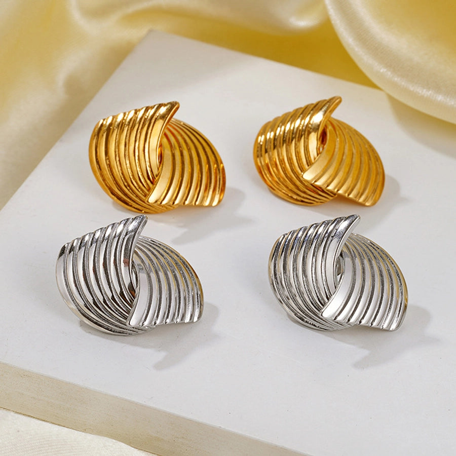 Geometric Stripe Earrings [304 Stainless Steel,18K Gold Plated]